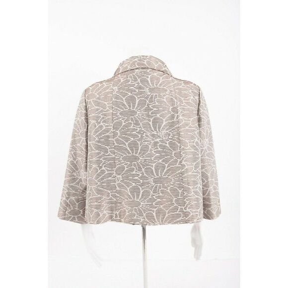Worth Womens Jacket Blazer Sz 16 Brown White Floral Button Front 3/4 sleeve - Picture 4 of 6